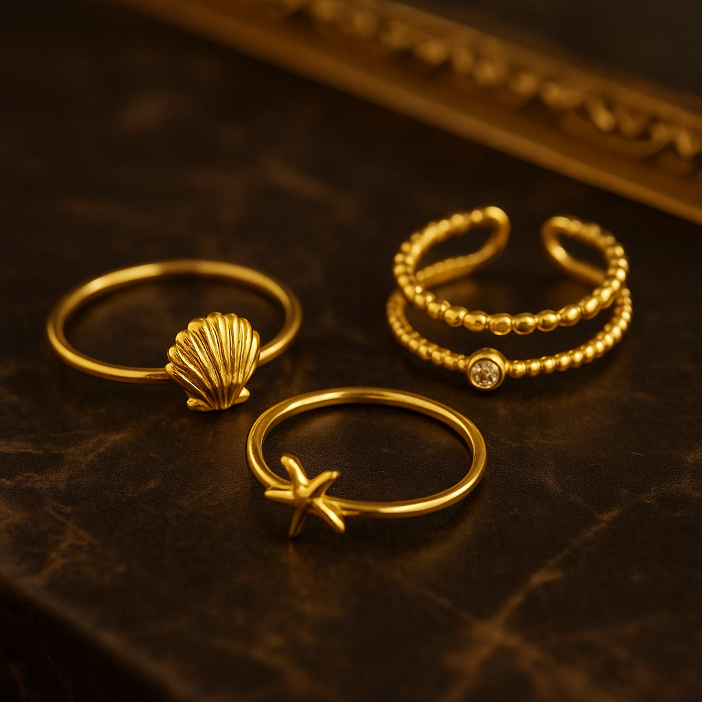 18K Gold Plated, Shells of the sea Trio