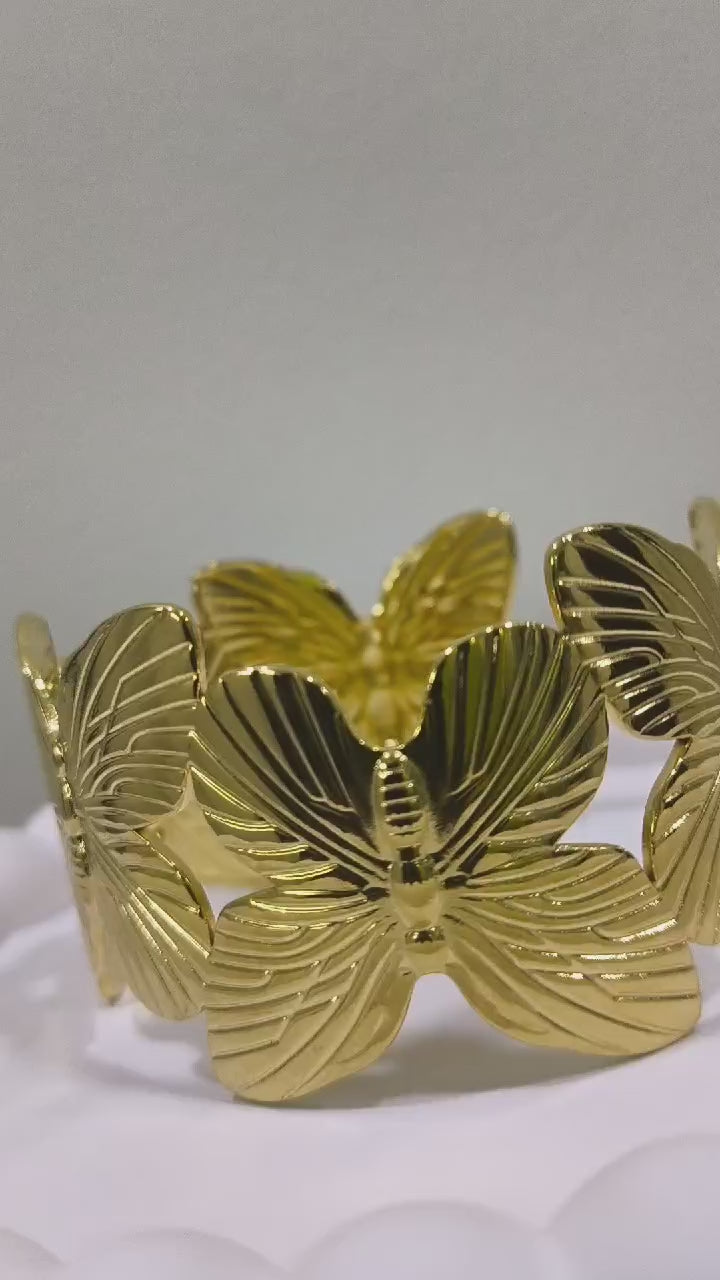 18K Gold Plated, Butterfly Bliss Cuff