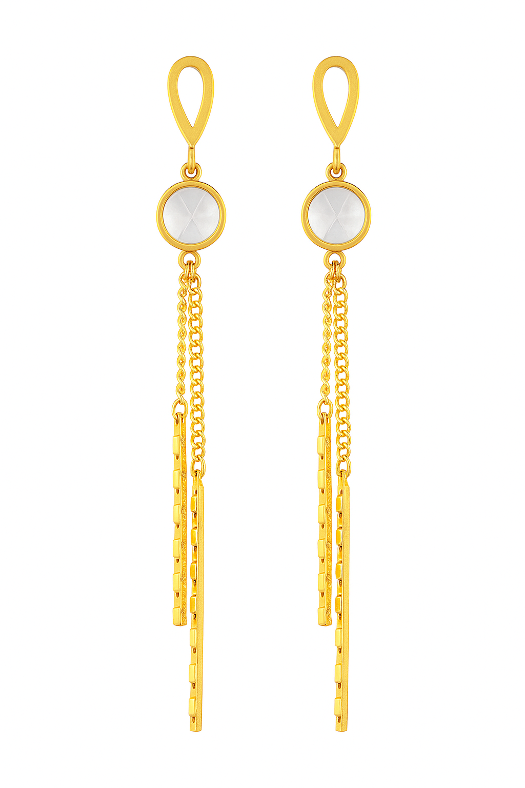 Elegant Gold toned Anti-Tarnish Pearl Dangle Earrings for Women & Girls | Long Drop Design with Pearl Accent | Lightweight Statement Jewelry for Party, Casual & Office Wear