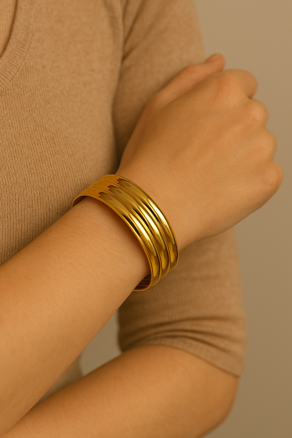 18K Gold Plated, Statement Gold Bracelets