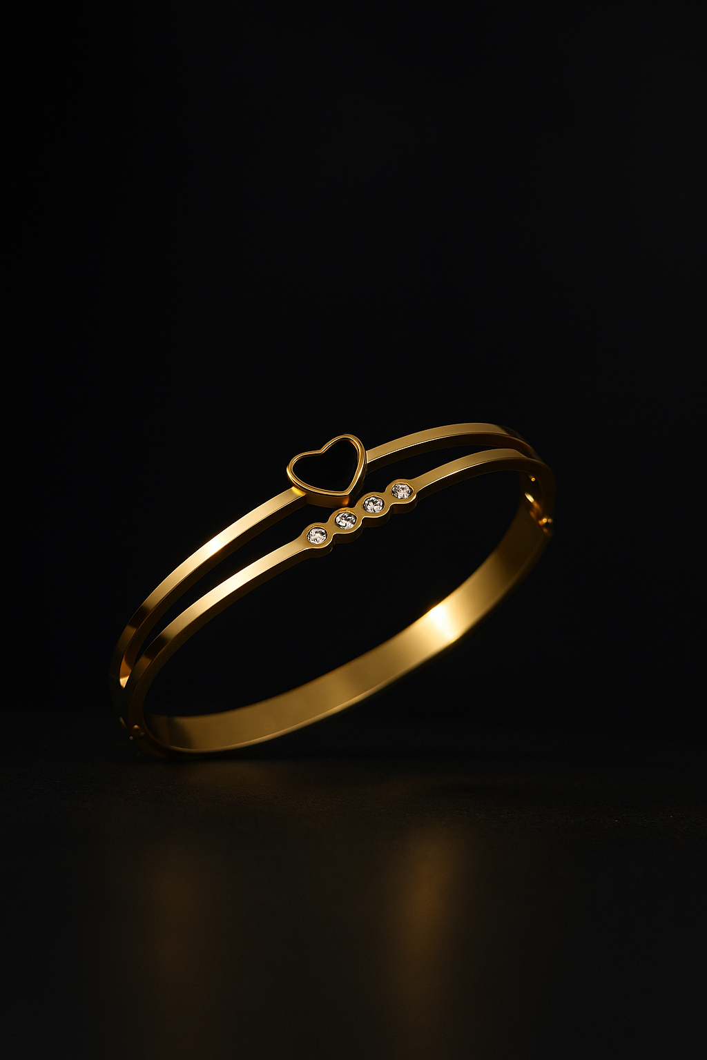 Aurora Heart Cuff Double layered Adjustable Heart Bracelet for Women | Gold Toned Anti Tarnish Everyday Wear Bangle