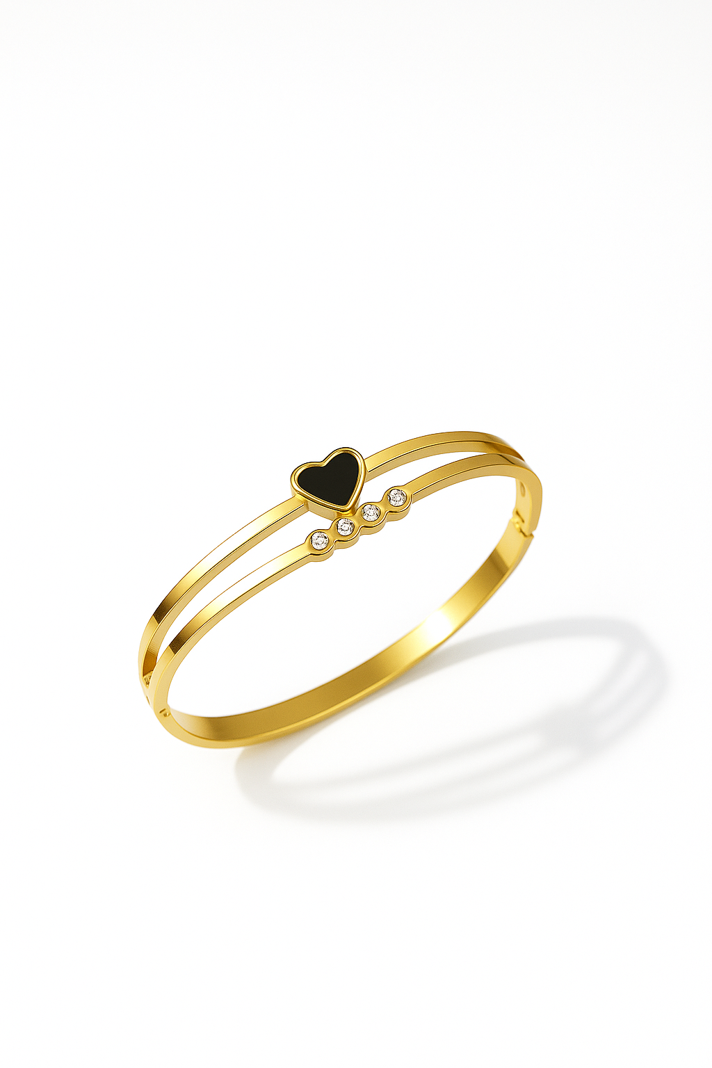Aurora Heart Cuff Double layered Adjustable Heart Bracelet for Women | Gold Toned Anti Tarnish Everyday Wear Bangle