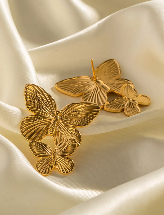 18K Gold Plated, Butterfly Wings Earrings