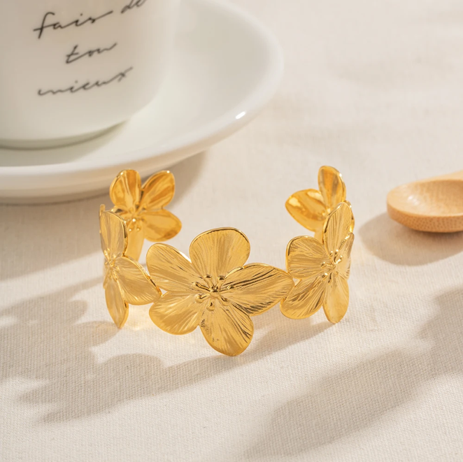 18K Gold Plated, Blossom Adjustable  Cuffs