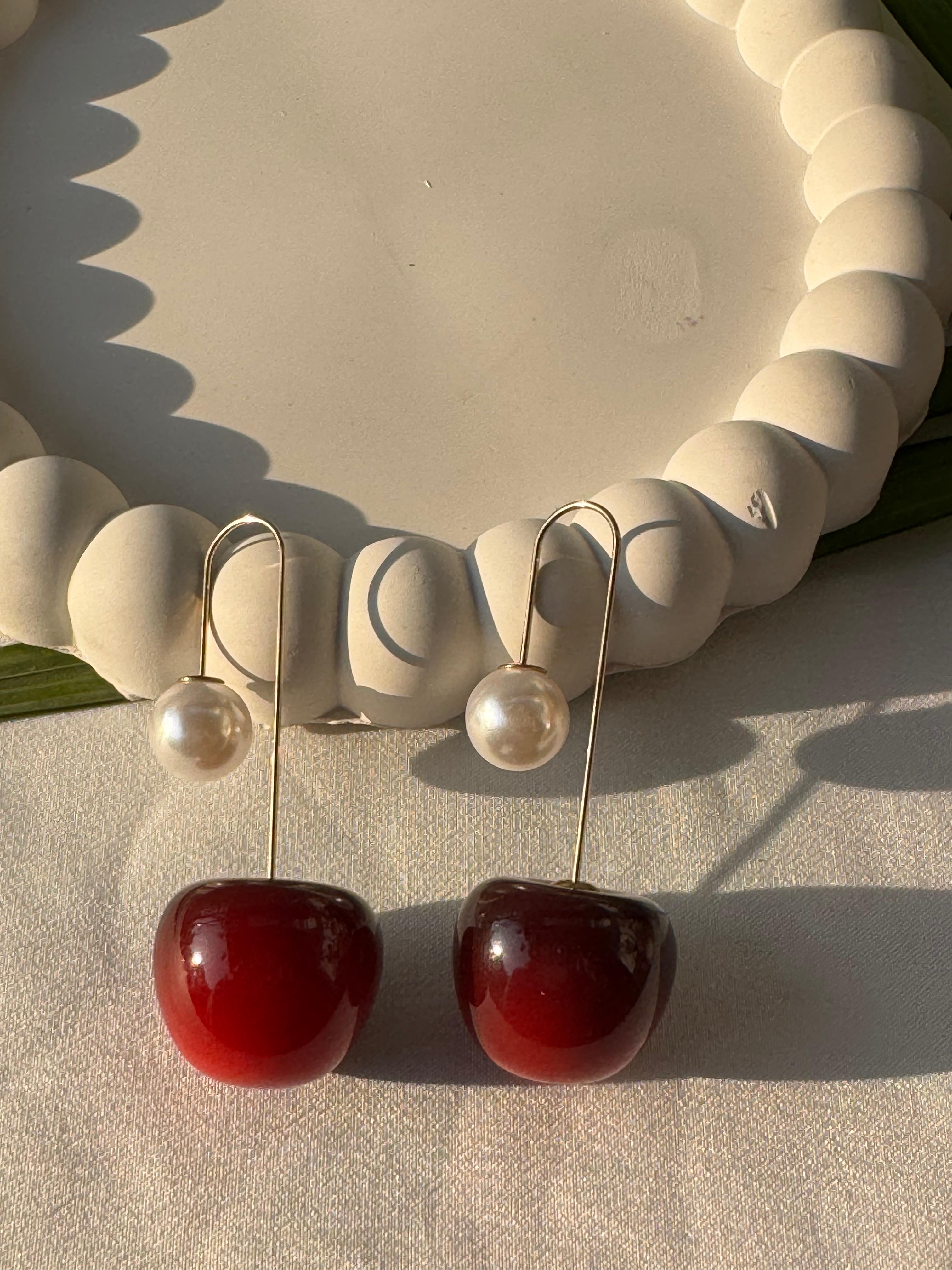 Cherry Earings, Korean Earrings