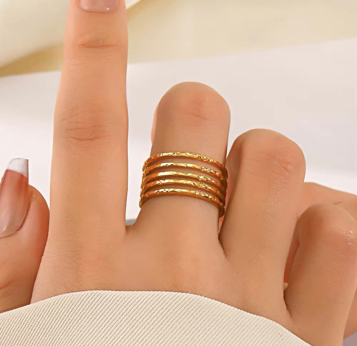 Layered Adjustable Anti Tarnish Ring