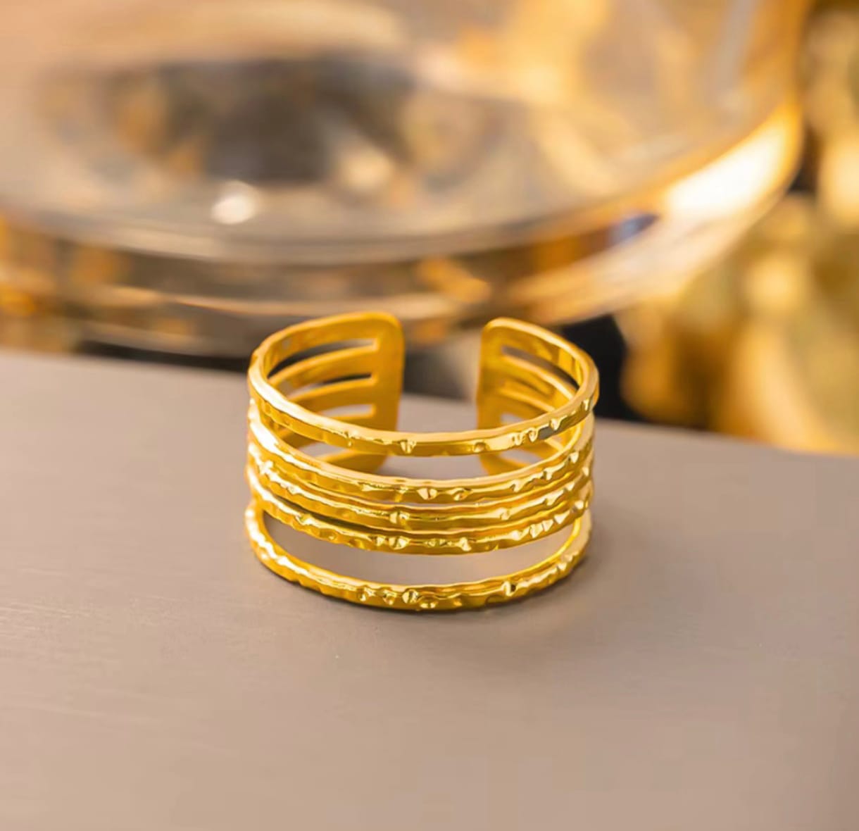 Layered Adjustable Anti Tarnish Ring