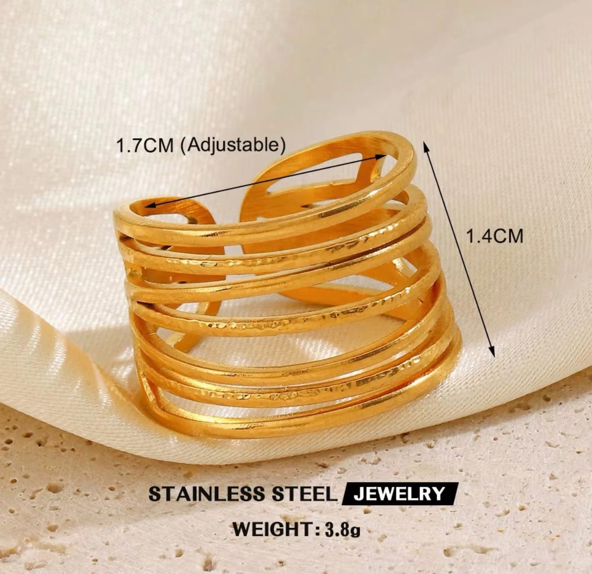 Anti Tarnish Layered Adjustable Ring For Women & Girls