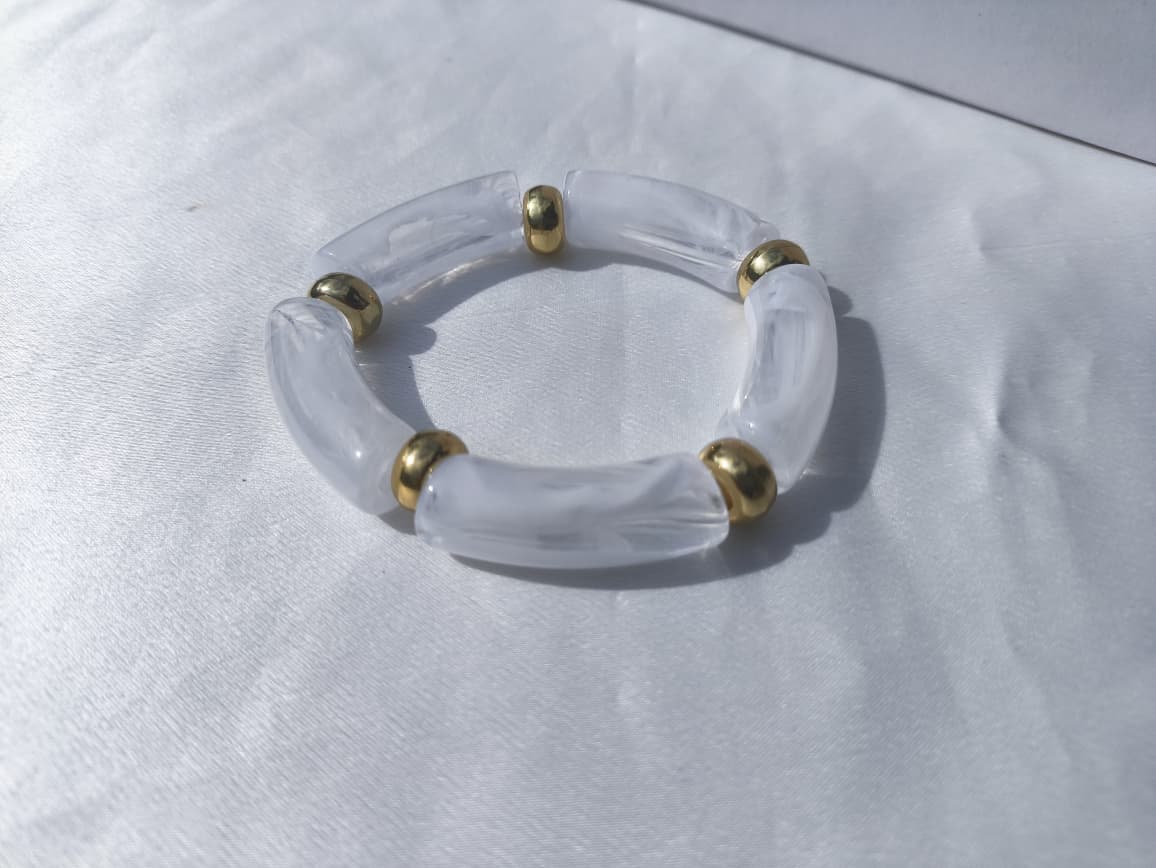 Acrylic Bracelet with Gold Accents – Lightweight Chunky Resin Bangle for Women, Fashion Statement Jewelry, Every day wear jewellery