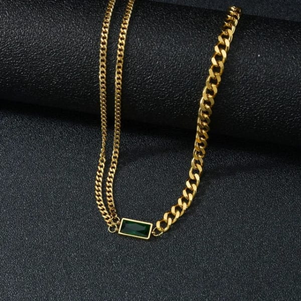 18K Gold Plated, Jade Cascade Chain Set