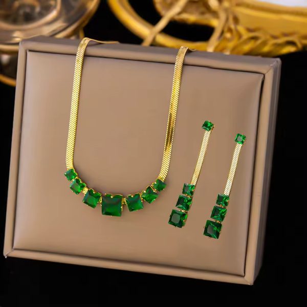 18K Gold Plated, Cluster Chain Set for Women & Girls