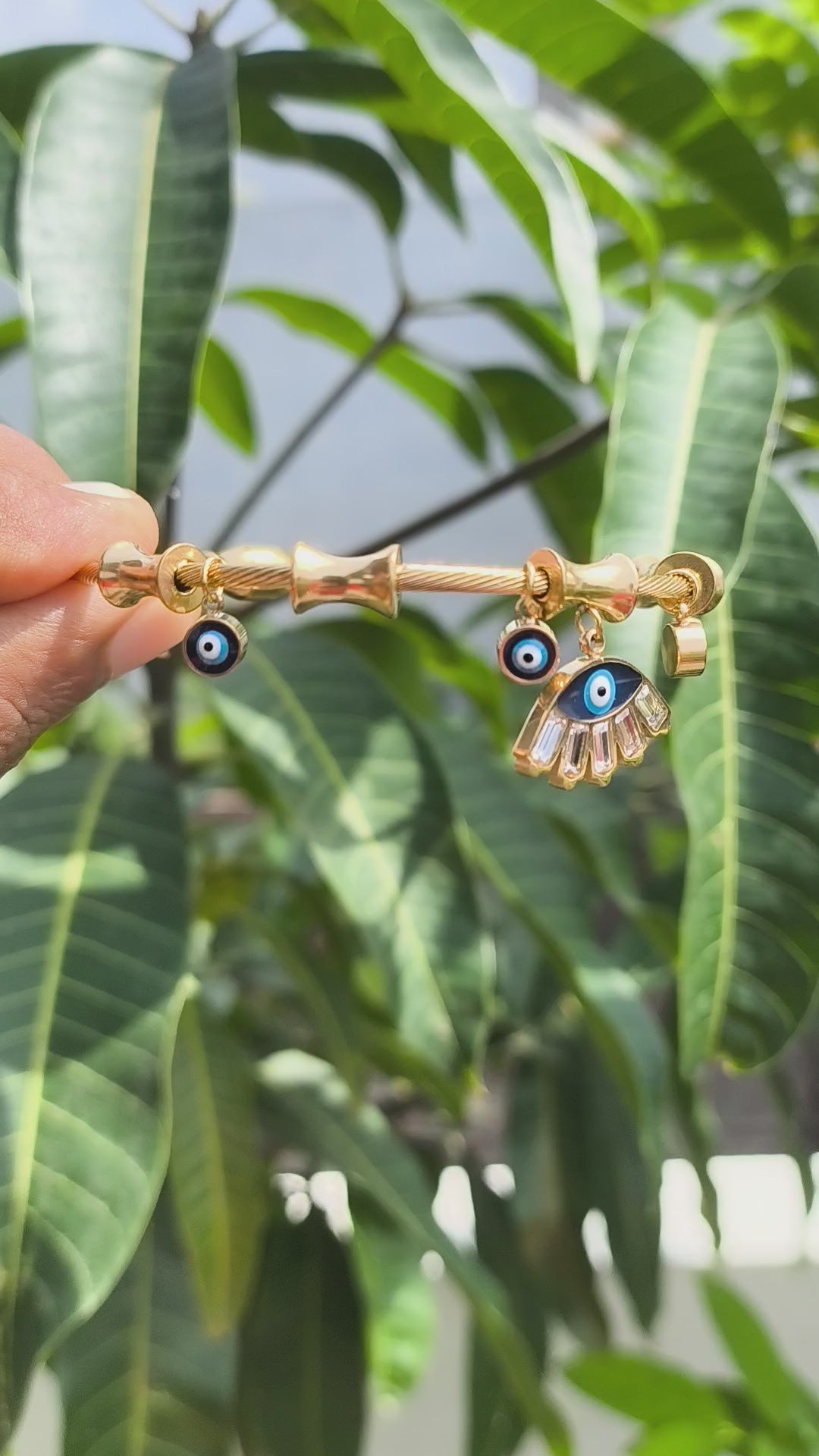 DivineAura Anti Tarnish Gold Plated Evil Eye Charm Bracelet for Women & Girls