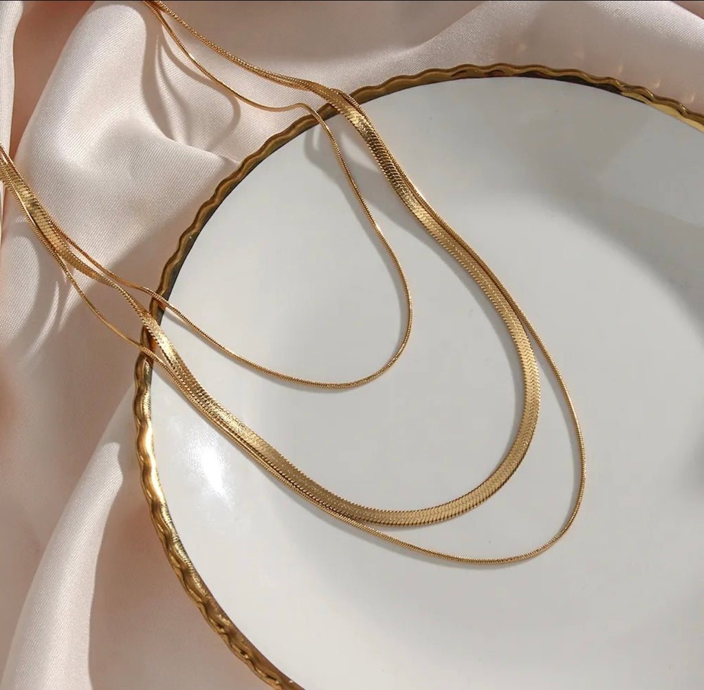 Triple Threat, layered Anti Tarnish Necklace