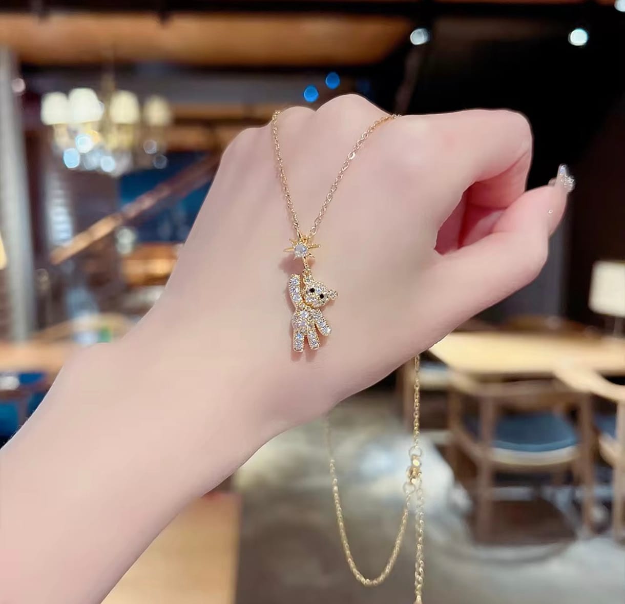 Teddy Bear Necklace, Korean Style, Anti Tarnish
